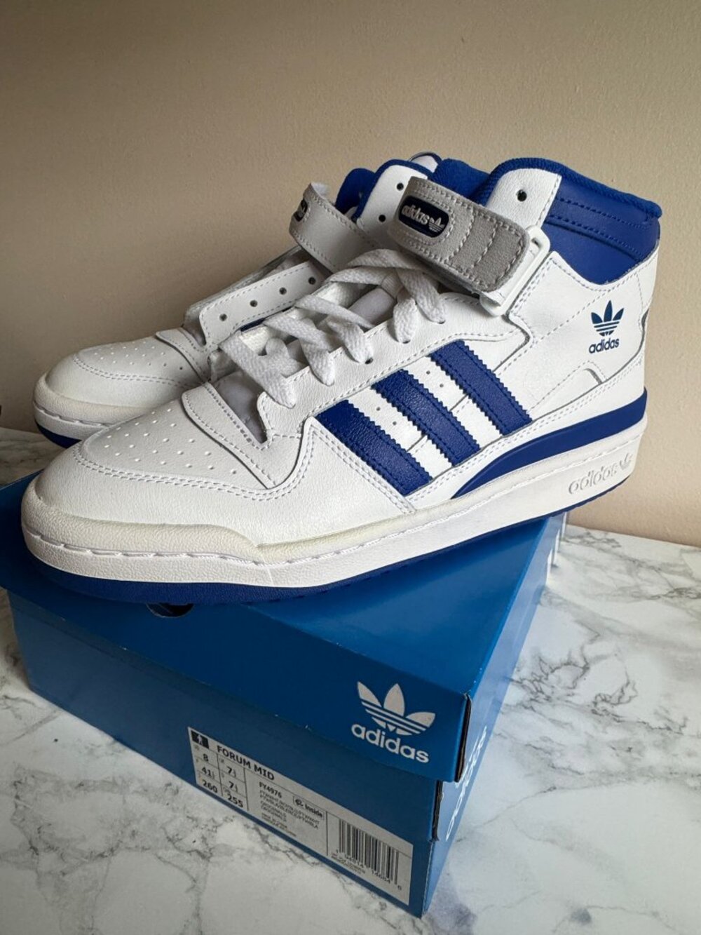 Adidas Forum Mid Sneakers 'White Royal Blue' Men's Size 8